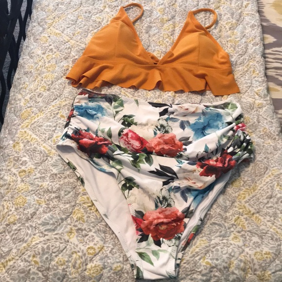 cupshe floral high waisted bikini